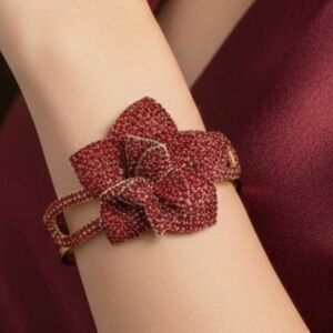 NWT Red Crystal Flower Bracelet by Natasha